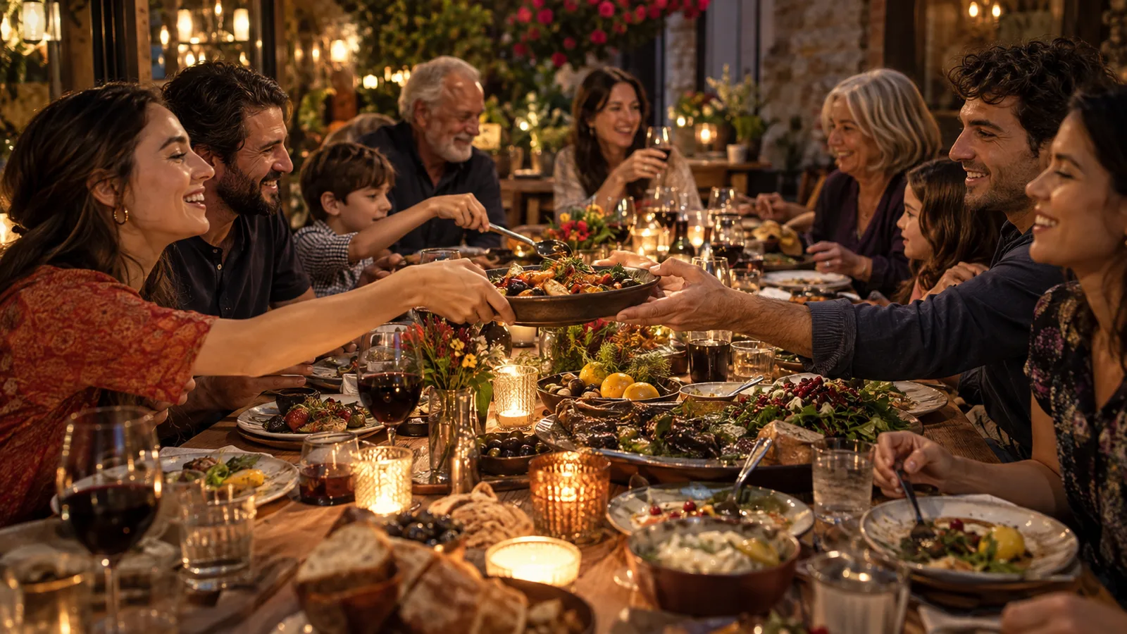 Friends enjoying food together